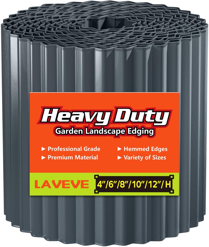 LAVEVE Corrugated Metal Garden Edging - Sturdy Border Perfect for DIY Flower Beds and Landscaping Borders (Dark Gray  12 Inch x 20FT) - Image 1
